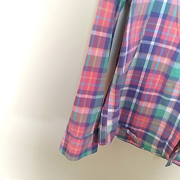 Gap Factory Pink Green and Blue Plaid Classic Fit Button Up Shirt Size Large - Picture 4 of 10